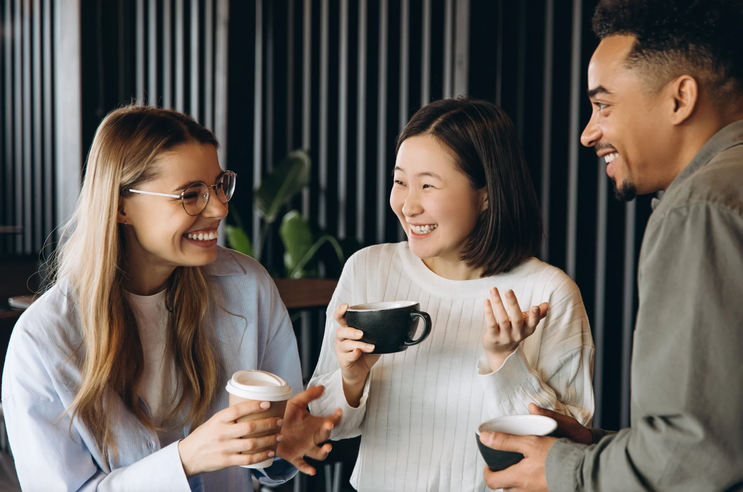 team workers in the office drinking coffee - delivered by boxfruit dublin